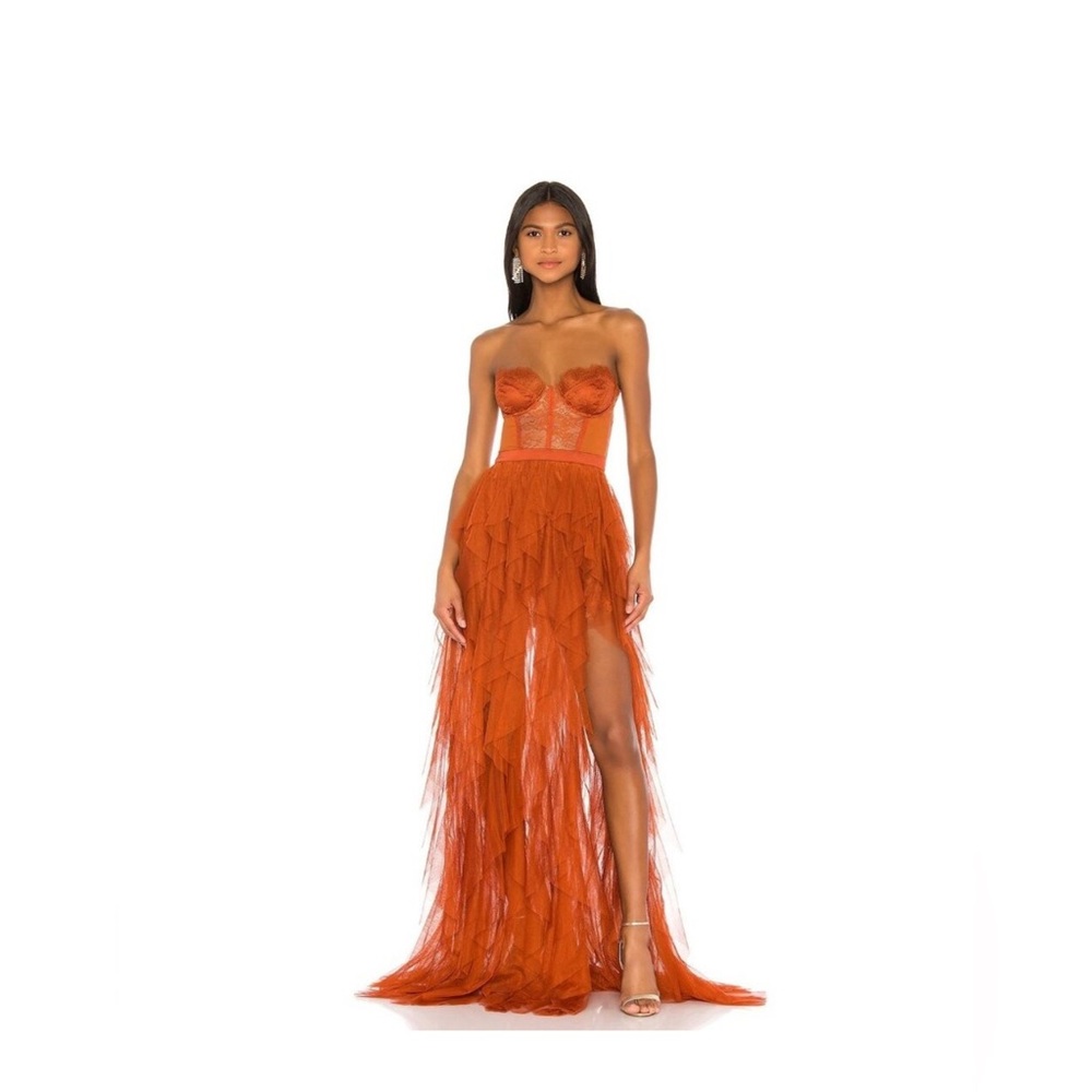 For Love And Lemons Strapless Orange Dress